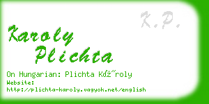 karoly plichta business card